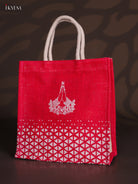 Elegant Namaste Printed Pink Jute Bags - 10 Inch 