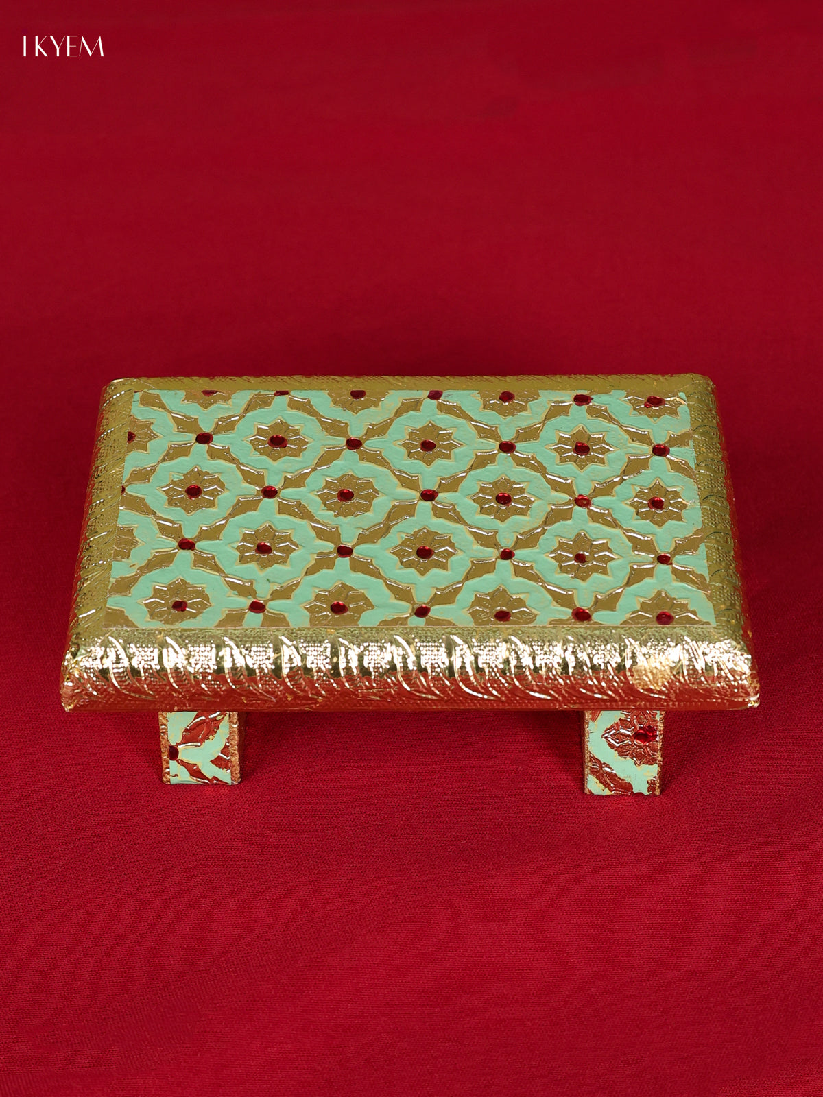 Elegant Pista Green Wooden Meenakari Manai 
