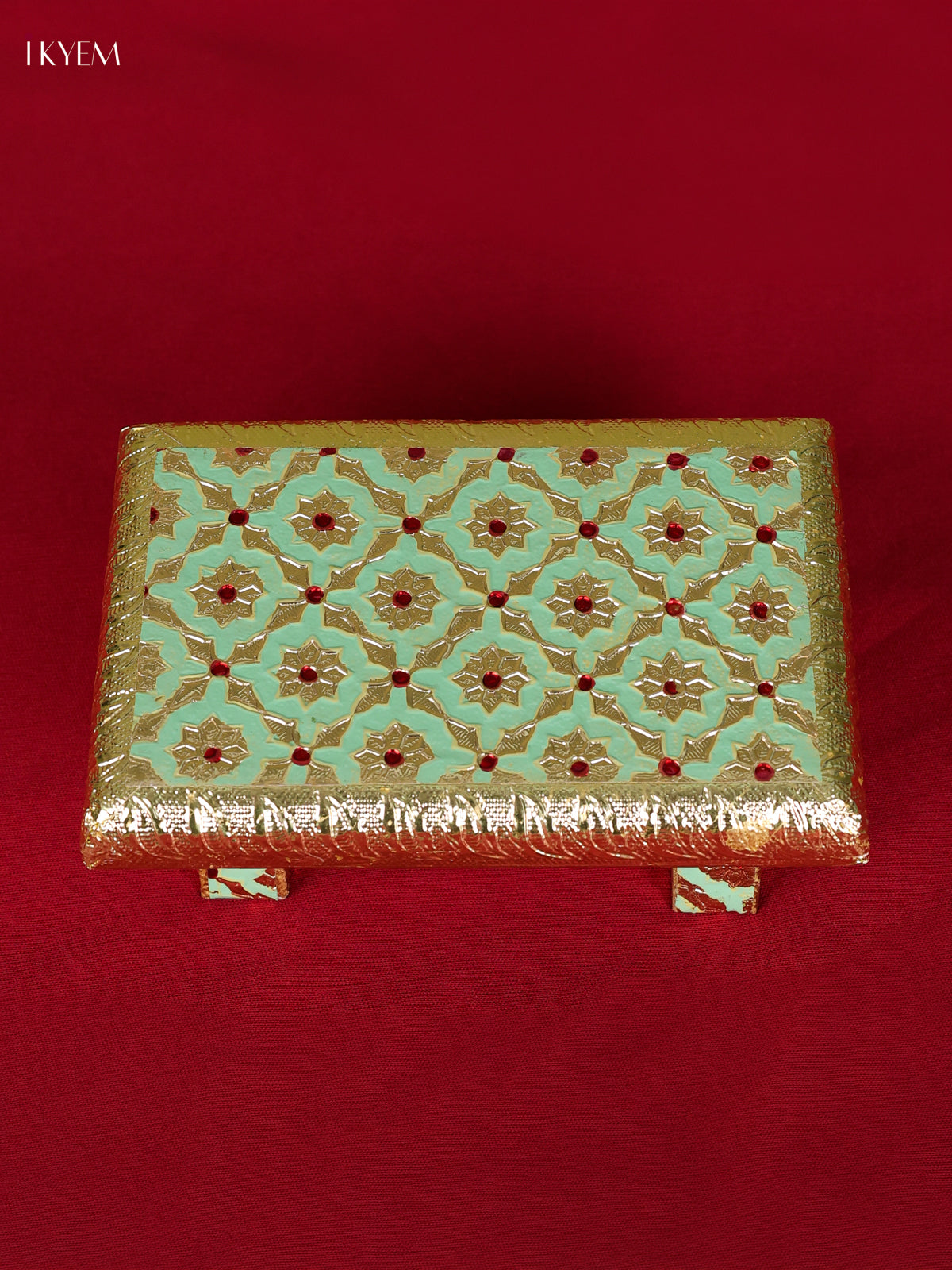 Elegant Pista Green Wooden Meenakari Manai 1