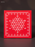 Elegant Red Aishwarya Kolam Wooden Square Kolam Manai - (6x6) Inch