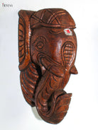 Elegant Wooden Hand Carved Elephant Head Wall Bracket Set 1
