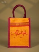 Elegant Yellow "Thank You" Printed Jute Bags