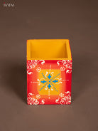 Elegant Yellow Wooden Hand Painted Pen Stand