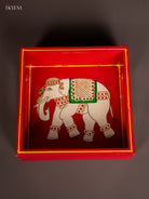 Elephant Hand-Painted Red Square Wooden Tray 3