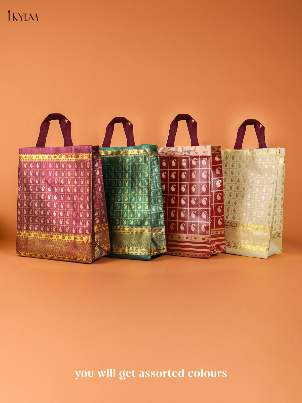 Embossed Meenakari Box Festive Gift Set In A Zari Printed Tote Bag