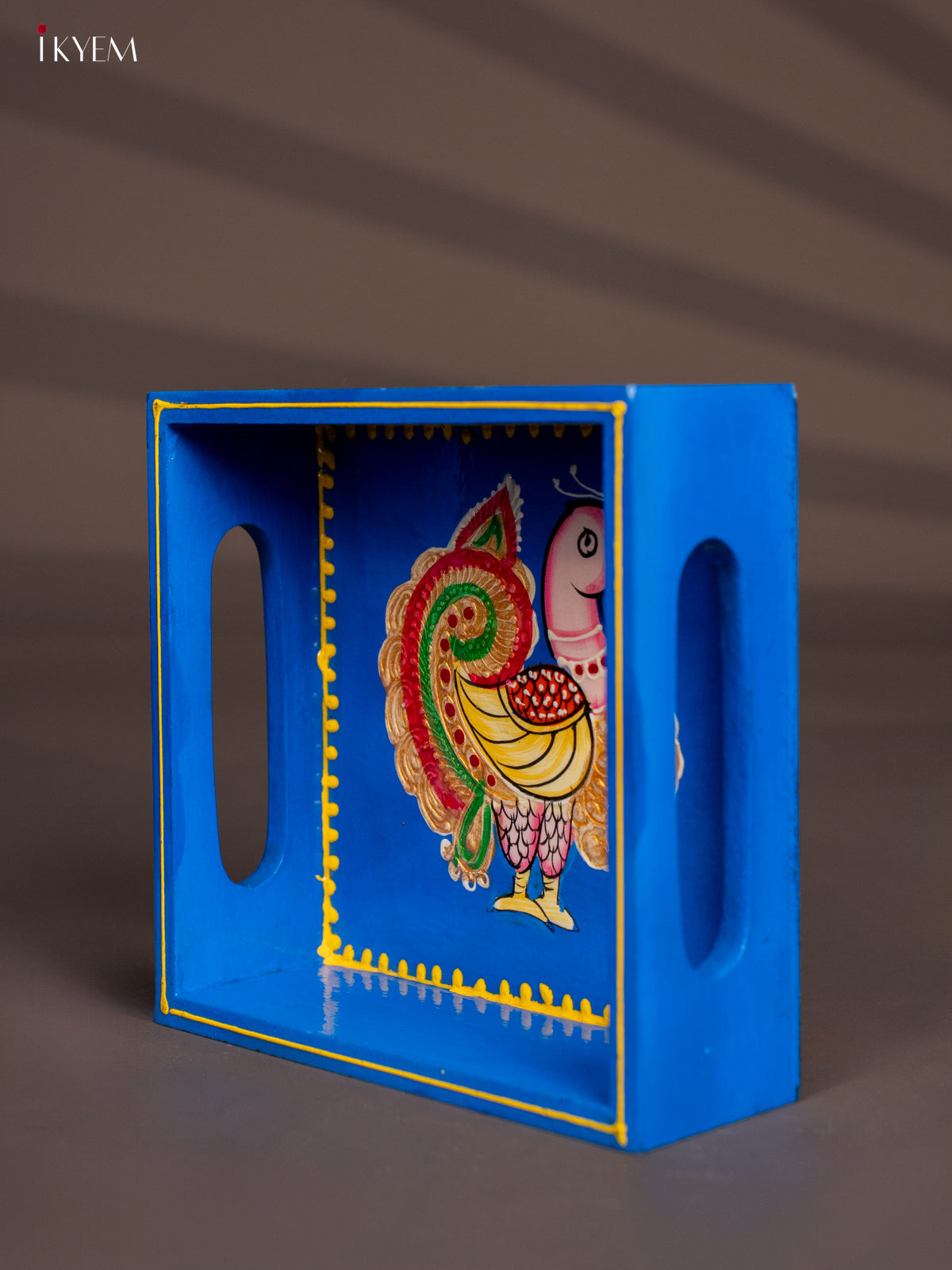 Exotic Wooden Hand painted Blue Tray With Annapakshi 2