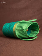 Exquisite 6 Inch Raw Silk Korai Stackable Basket In Green With Potli 2