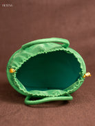 Exquisite 6 Inch Raw Silk Korai Stackable Basket In Green With Potli 3