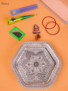 Exquisite Embossed Silver Plate Festive Gift Combo In A Transparent Bag 1