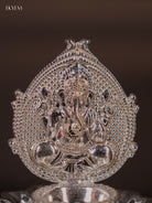 Exquisite German Silver Ganesha Oil Lamp With Lotus Shaped Plate 1
