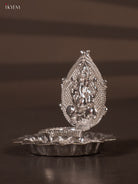 Exquisite German Silver Ganesha Oil Lamp With Lotus Shaped Plate 2