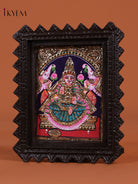 Exquisite Goddess Gajalakshmi Tanjore Painting With Chettinad Frame 2