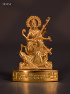 Exquisite Gold Plated Goddess Saraswati Idol 