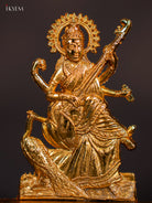 Exquisite Gold Plated Goddess Saraswati Idol 2