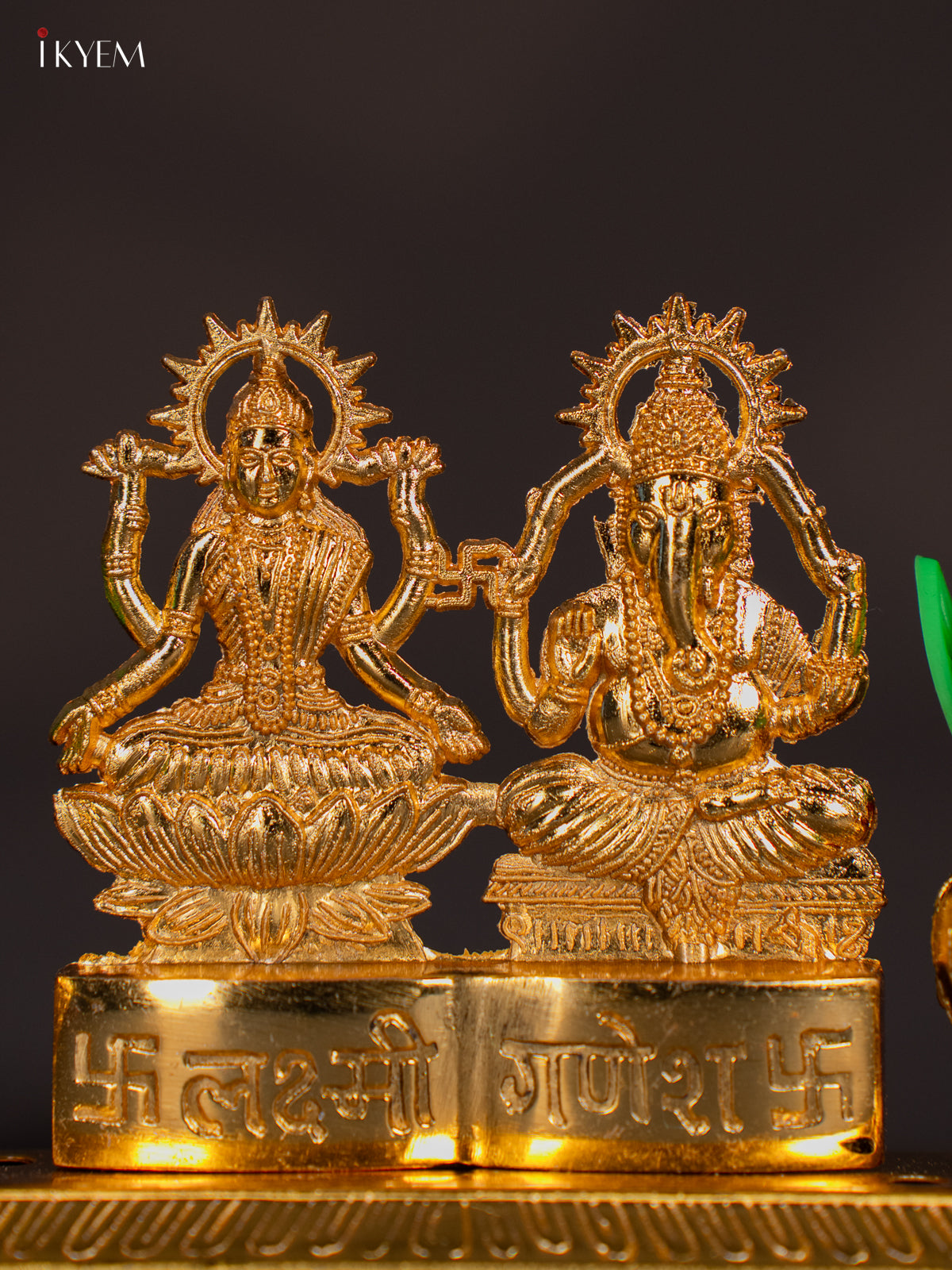 Exquisite Gold Plated Lakshmi Ganesha Idol with Kalash 1