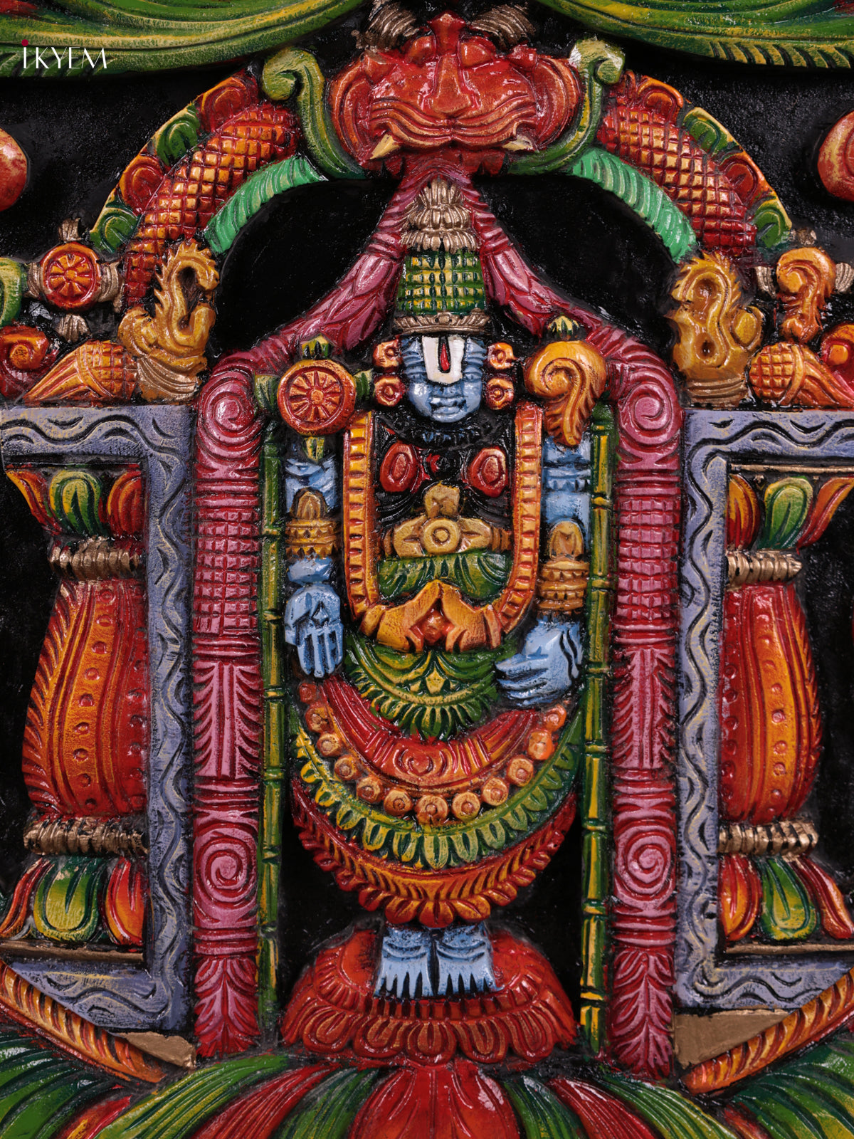 Exquisite Hand Carved Venkateswara Wooden Wall Panel 2