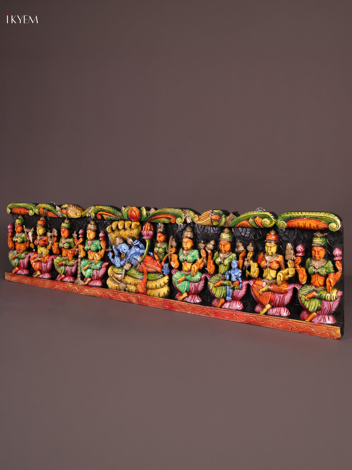 Exquisite Hand Painted Vishnu & Astalakshmi Wooden Panel 2