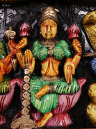 Exquisite Hand Painted Vishnu & Astalakshmi Wooden Panel 4