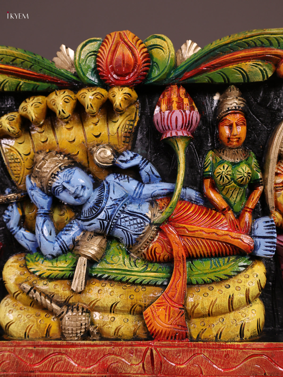 Exquisite Hand Painted Vishnu & Astalakshmi Wooden Panel 5