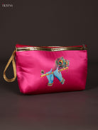 Exquisite Pink Krishna Flute & Peacock Feather Printed Purse With Zipper 1