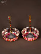 Exquisite Pink Meenakari Pooja Thali Set 4