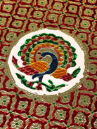 Exquisite Red Meenakari Latice Printed Round Plate 1