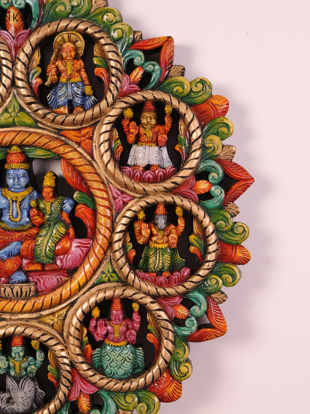 Exquisite Vishnu Dasavataram Wooden Wall Panel 2