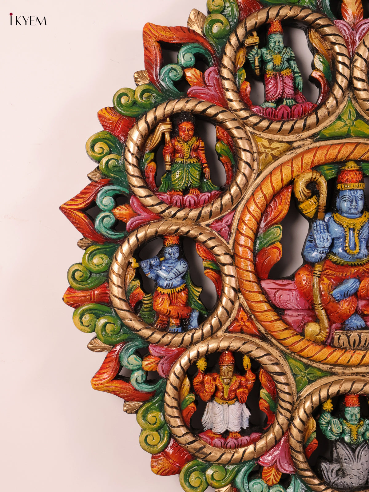 Exquisite Vishnu Dasavataram Wooden Wall Panel 3