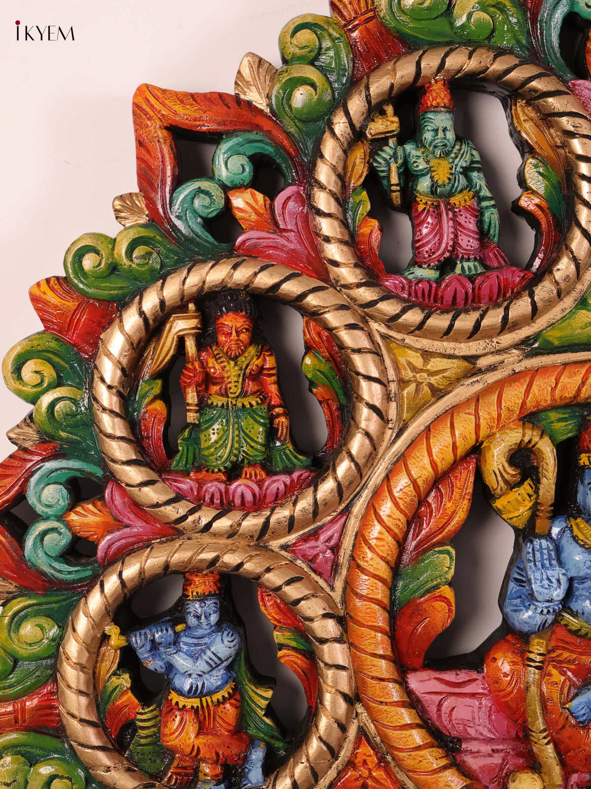 Exquisite Vishnu Dasavataram Wooden Wall Panel 6