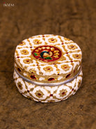 Exquisite White Meenakari Designed Steel Box 