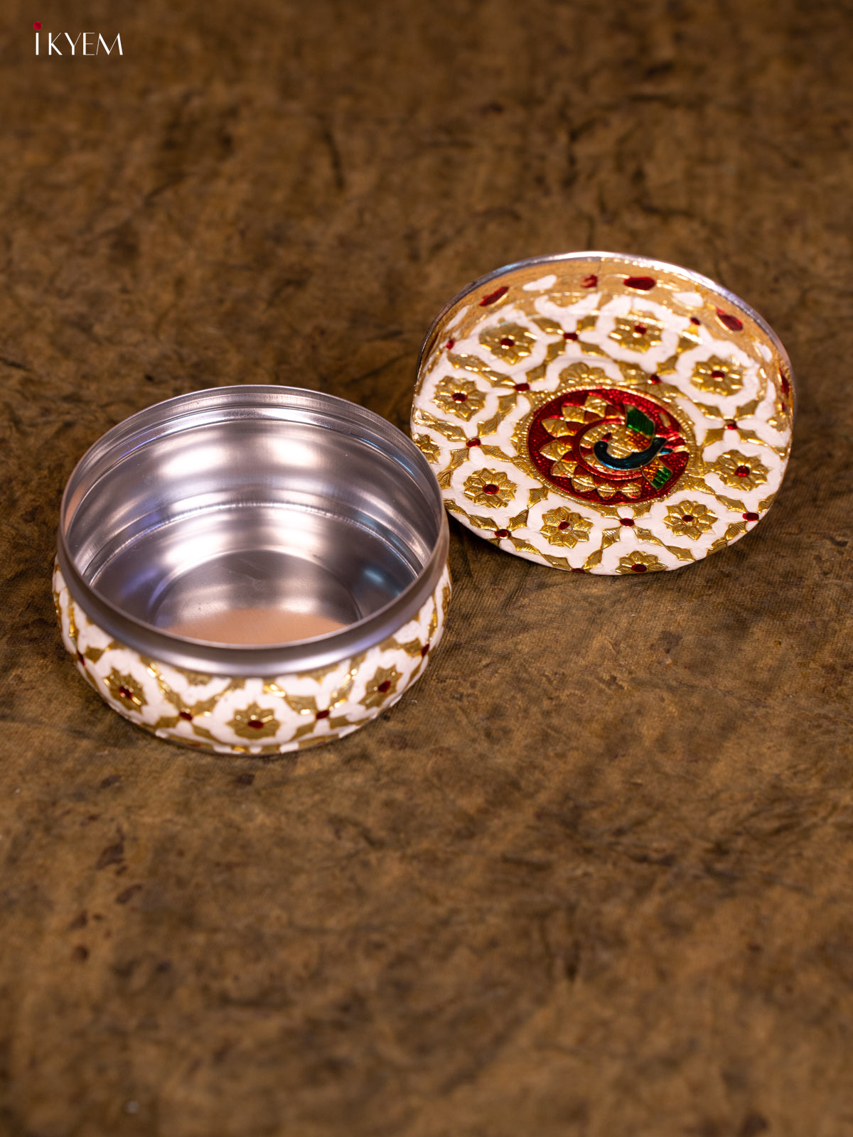Exquisite White Meenakari Designed Steel Box 3