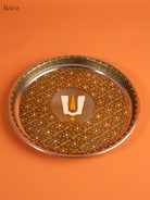 Floral Embossed Pooja Thali With Namam In The Centre 