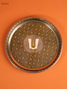 Floral Embossed Pooja Thali With Namam In The Centre 1
