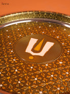 Floral Embossed Pooja Thali With Namam In The Centre 2
