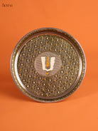 Floral Embossed Pooja Thali With Namam In The Centre 3