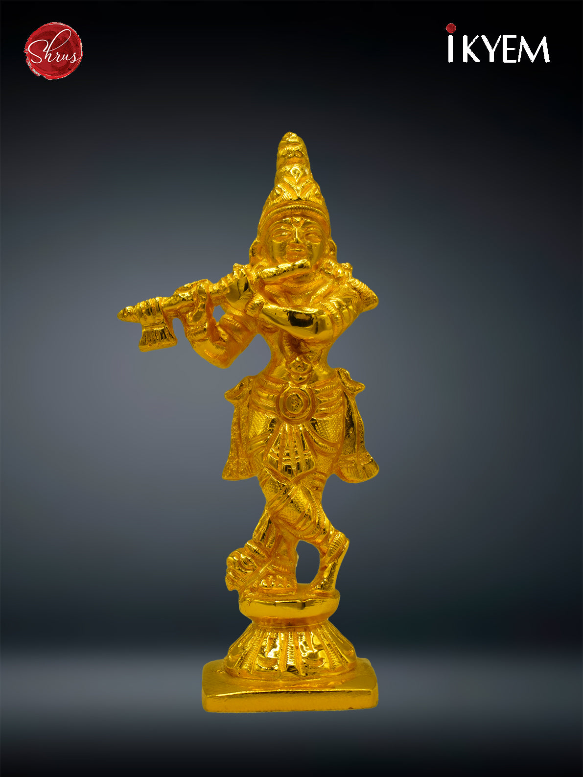 24 KT Gold Coated Standing Krishna with Flute