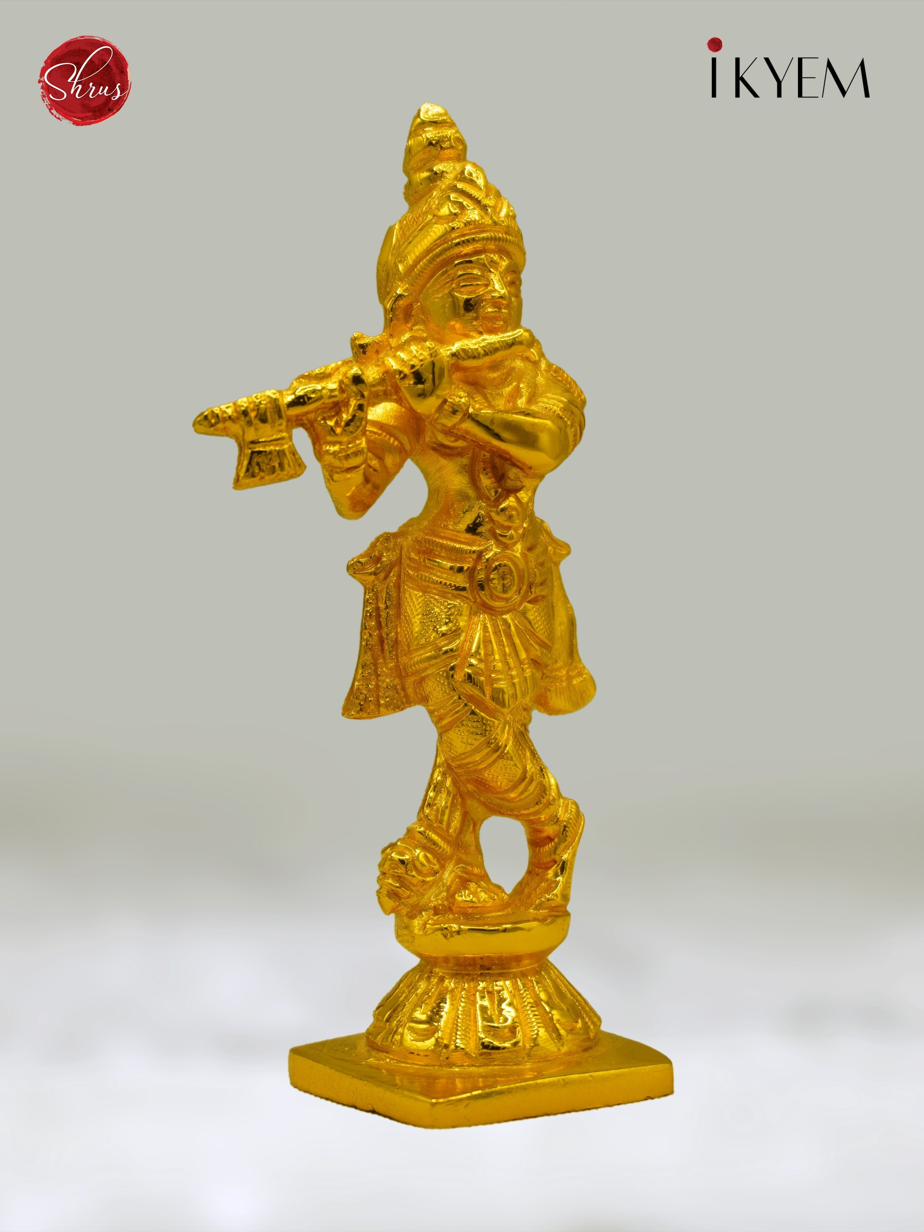 24 KT Gold Coated Standing Krishna with Flute - Shop on ShrusEternity.com