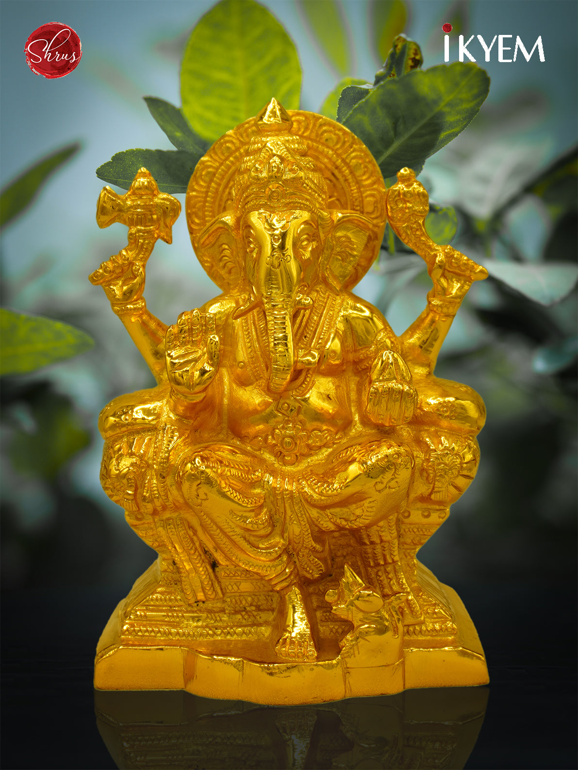 24 Kt Gold Plated Ganesha with Base