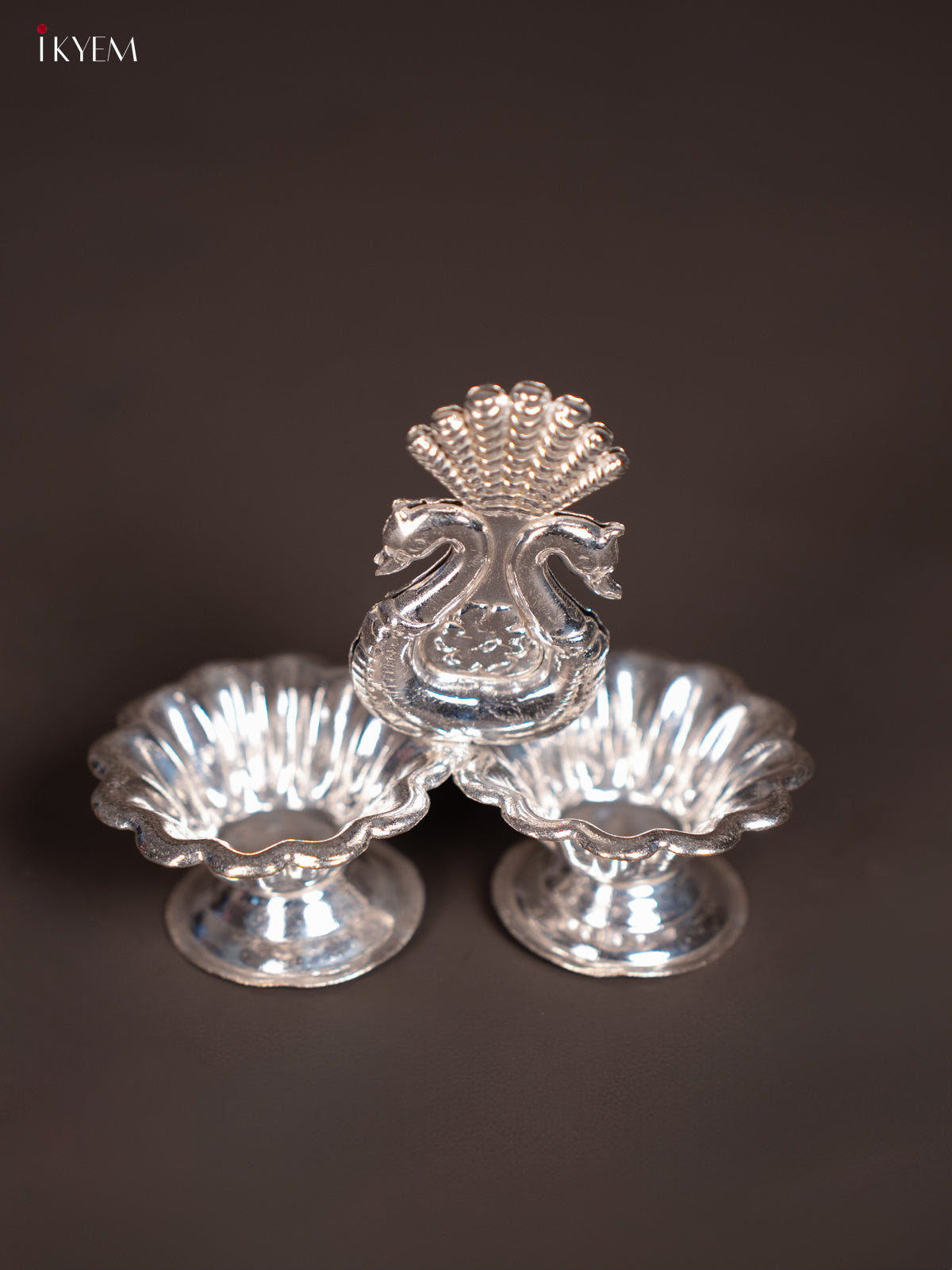 German Silver Haldi Kumkum Holder With Peacock Design | Return Gifts