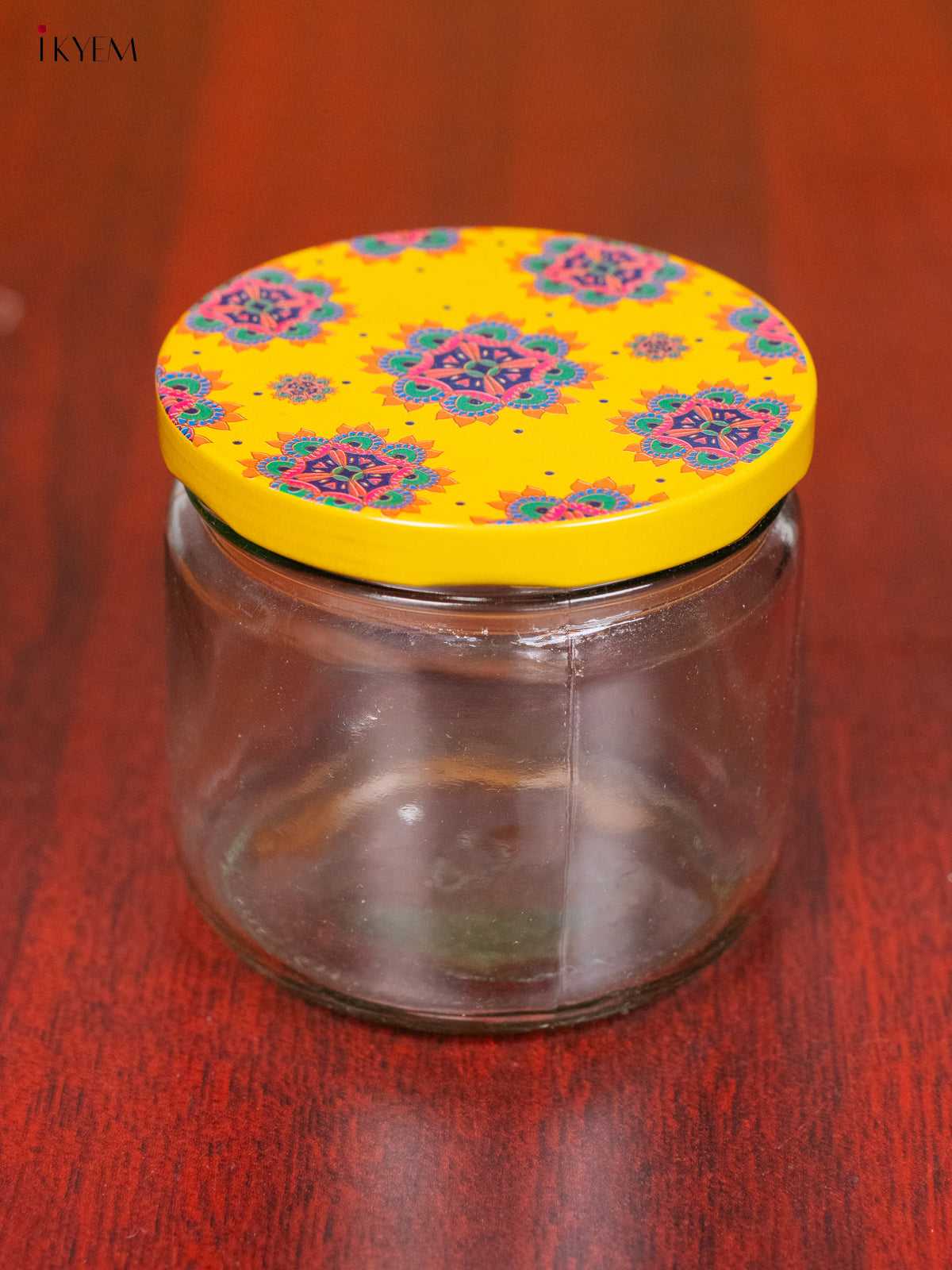 Glass Storage Jars With Vibrant Yellow Digital Floral Printed Lid 