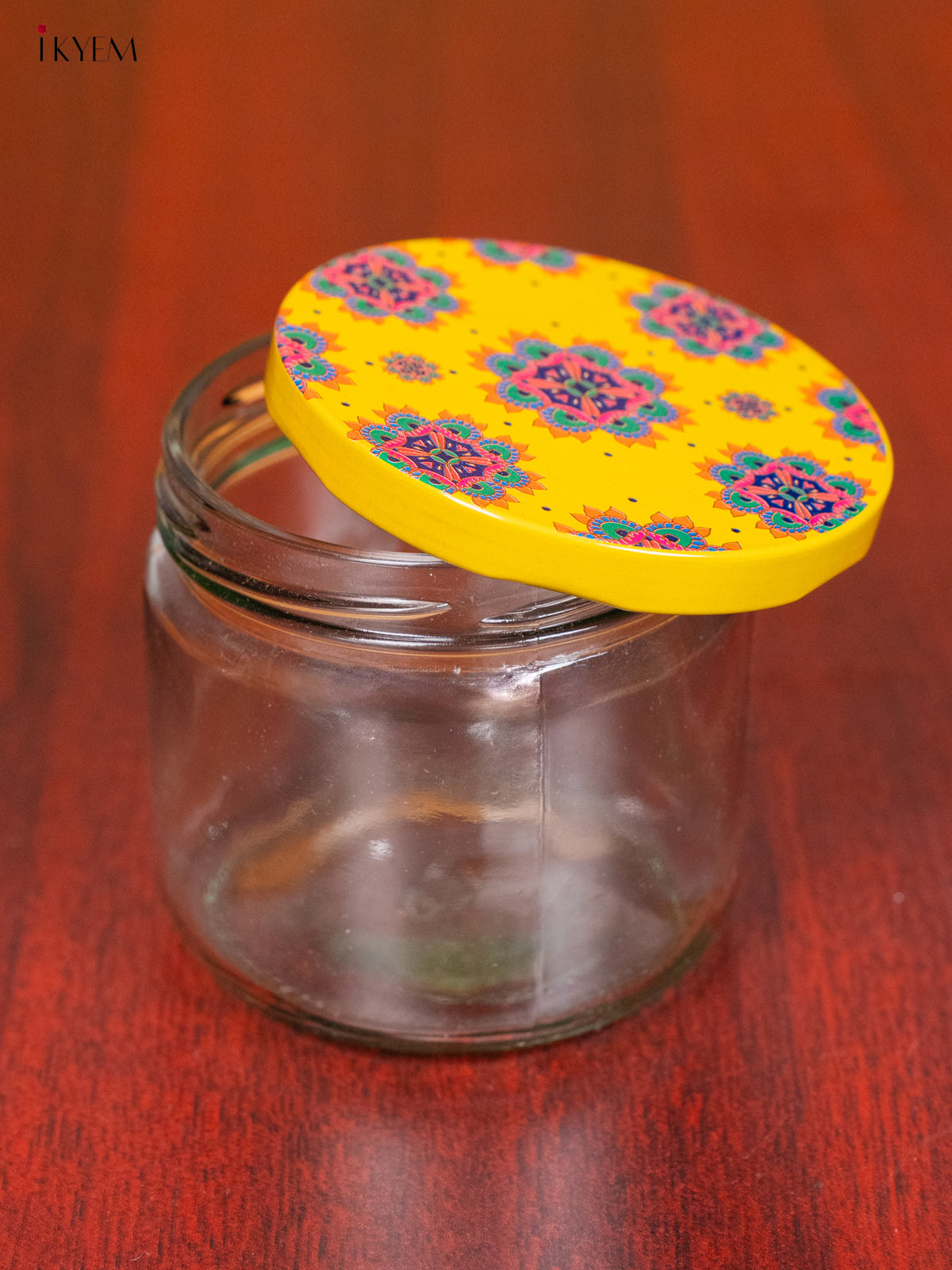 Glass Storage Jars With Vibrant Yellow Digital Floral Printed Lid 2