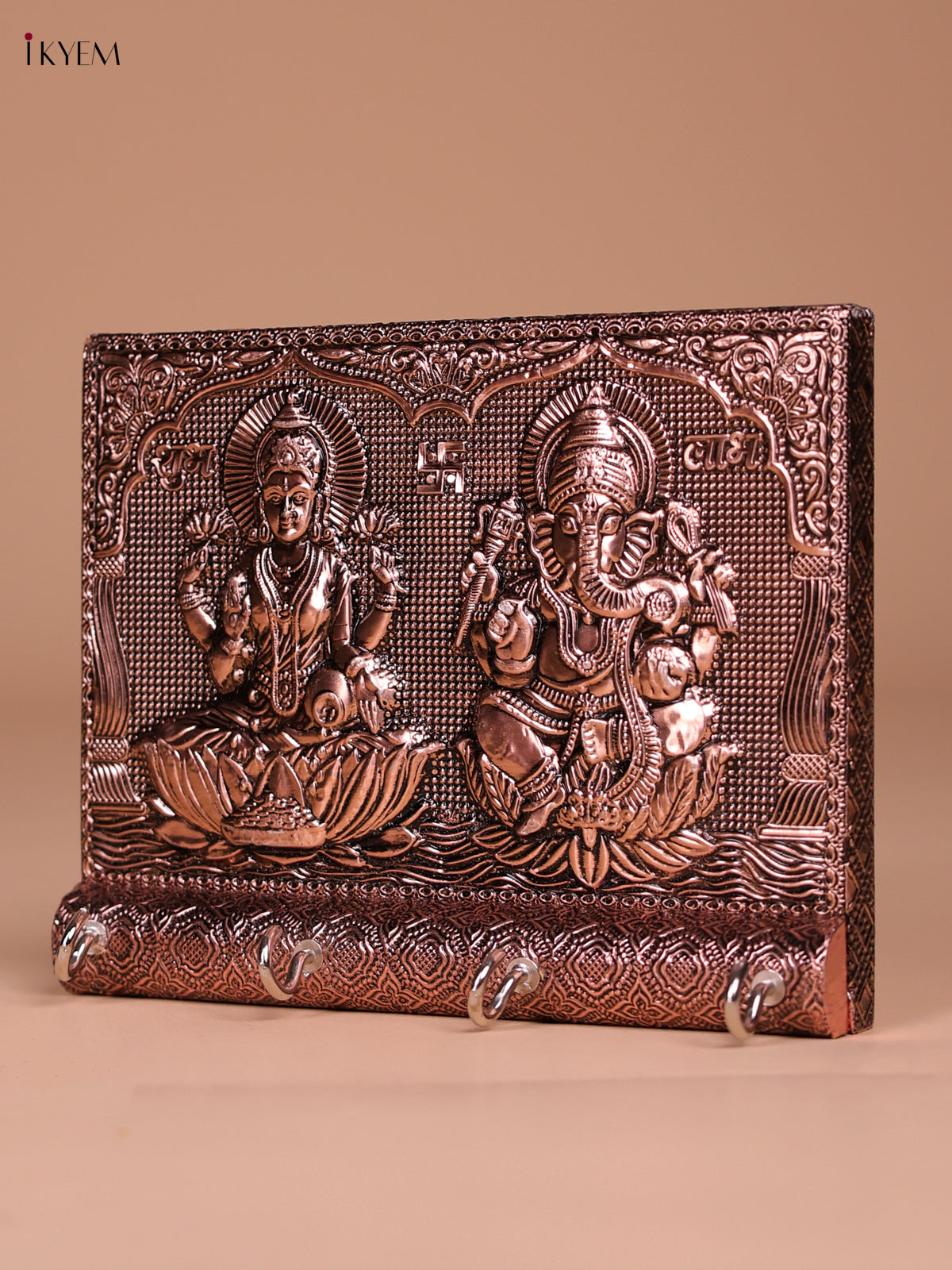 Gorgeous Copper Plated Wooden Ganesha & Lakshmi Key Hanger 3