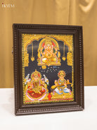 Gorgeous Goddess GajaLakshmi, Sarswathi & Ganesha Tanjore Painting 1