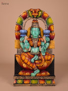 Graceful Hand Painted Goddess Lakshmi Wooden Idol