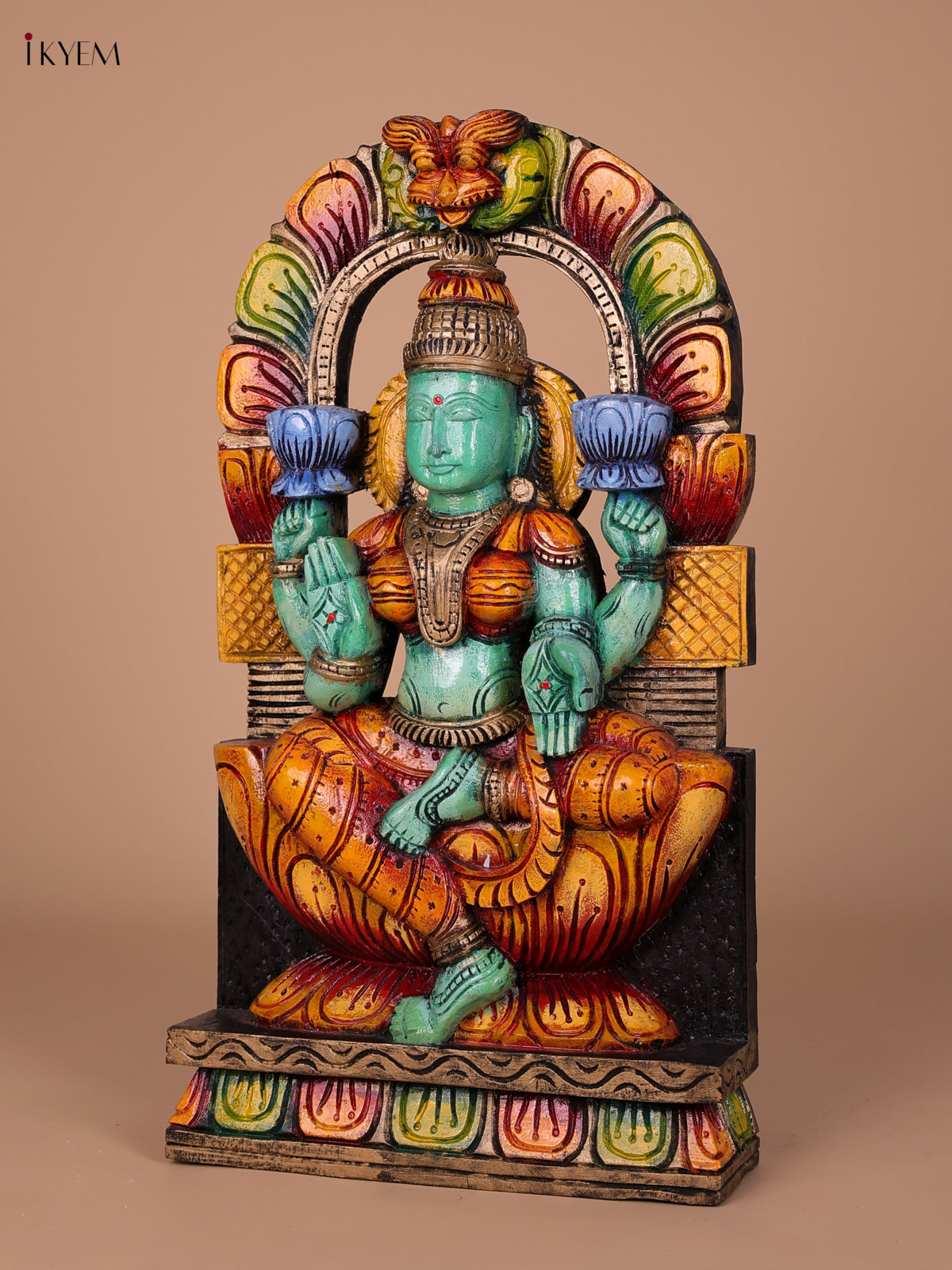 Graceful Hand Painted Goddess Lakshmi Wooden Idol 1