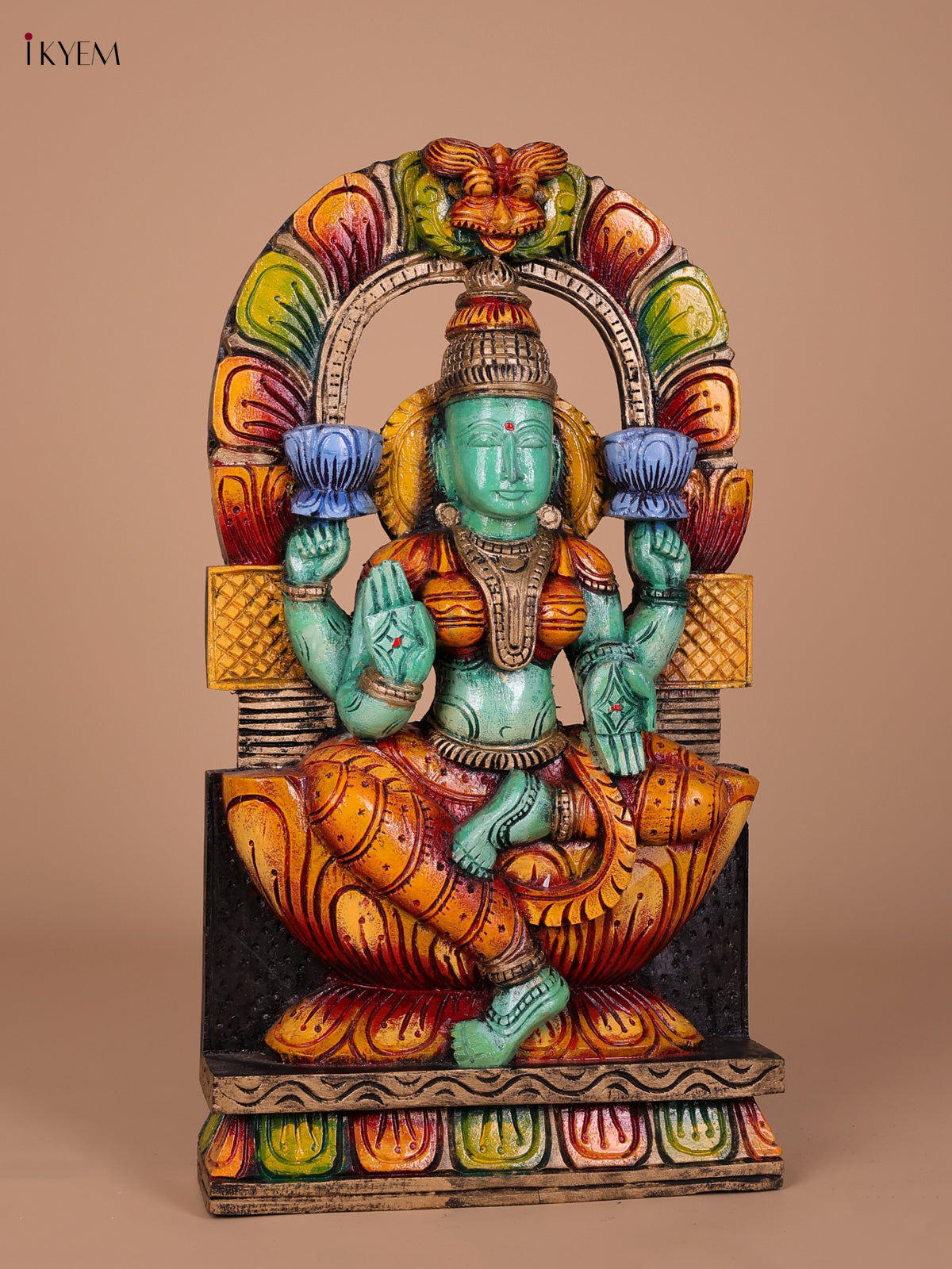 Graceful Hand Painted Goddess Lakshmi Wooden Idol 2
