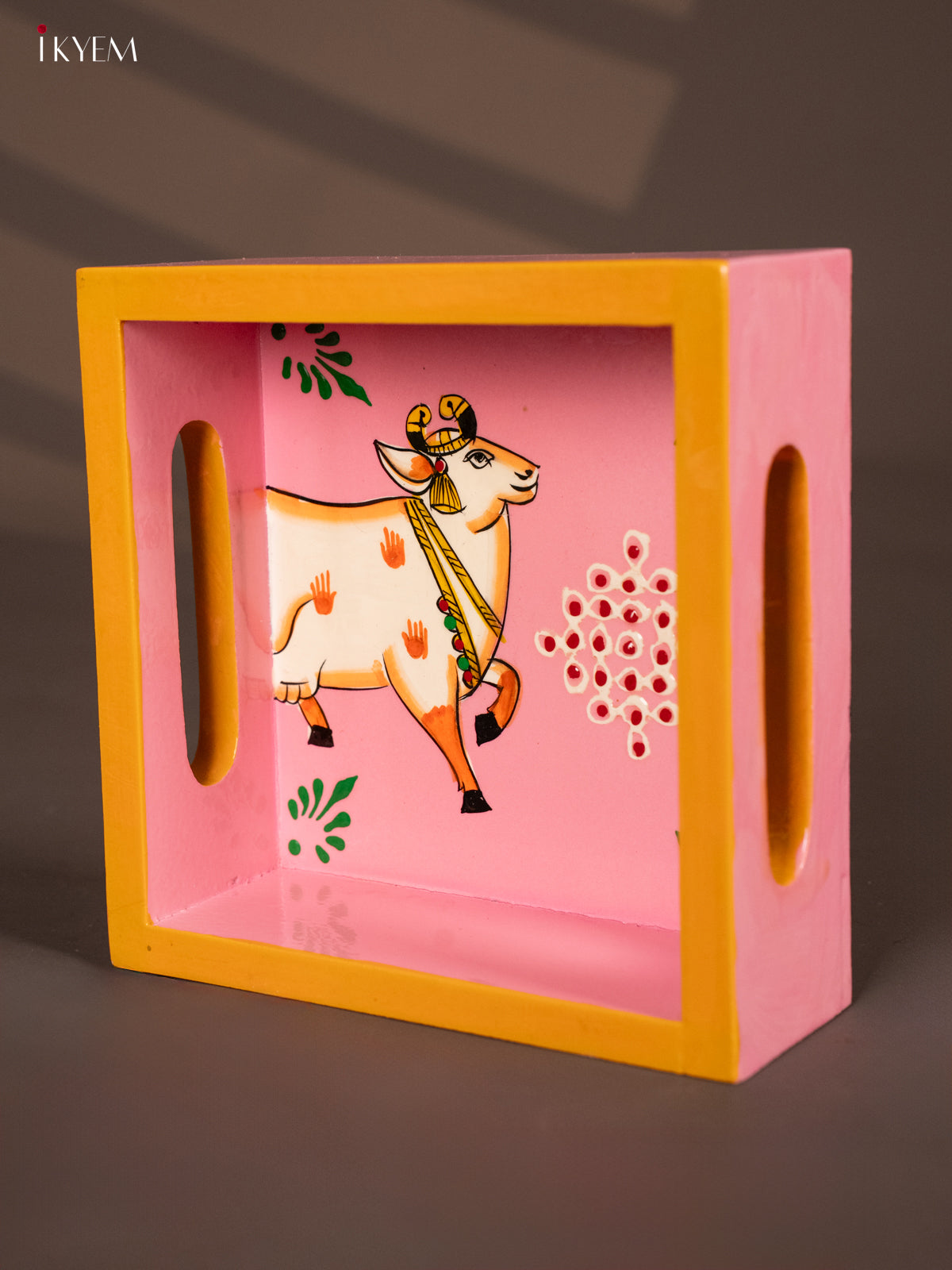Graceful  Pichwai Cow Hand painted Wooden Tray 1