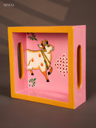 Graceful  Pichwai Cow Hand painted Wooden Tray 1