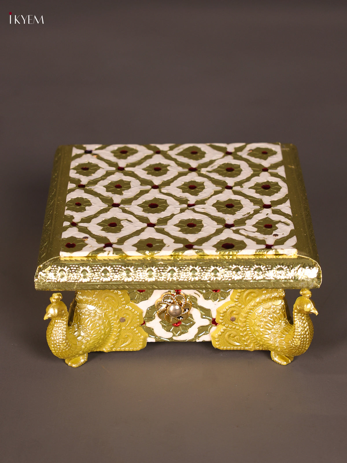 Graceful White Meenakari Manai with Peacock Embossed Legs 1