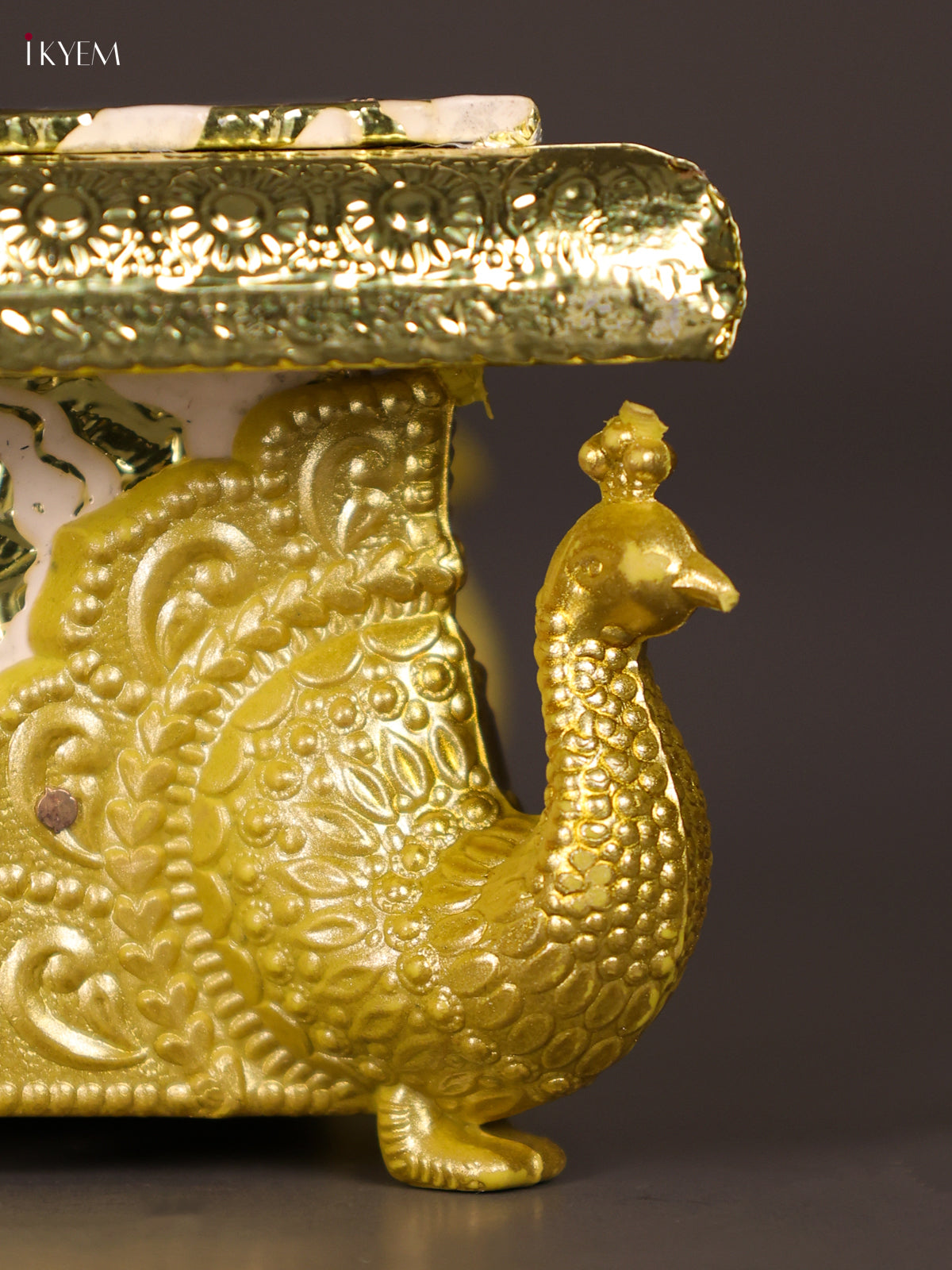 Graceful White Meenakari Manai with Peacock Embossed Legs 2